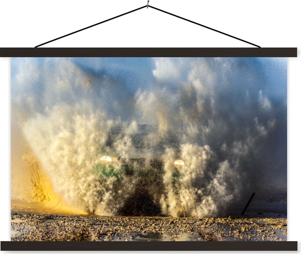 MuchoWow Textilposter Rennwagen - Rennen - Stoff 60x40 cm mit schwarzem Rahmen - Hölzernes