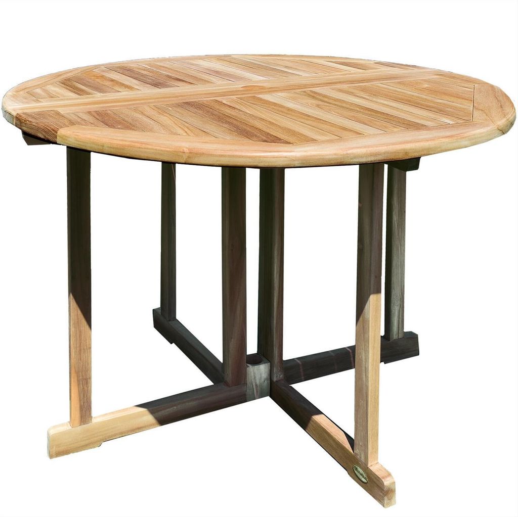 Teako Design Klapptisch Teakholz Rund Savona Massivholz wetterfest – Für Garten, Terrasse, Balkon & Innenbereich (150 cm)