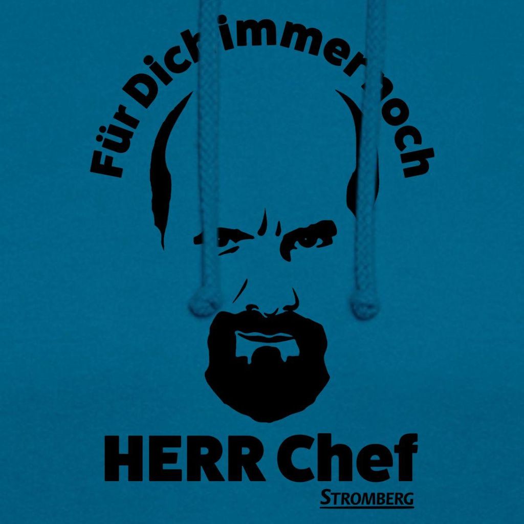 Spreadshirt Stromberg Outline Gesicht Mit Spruch Herr Chef Uni Hoodie, 3XL, Tiefseeblau