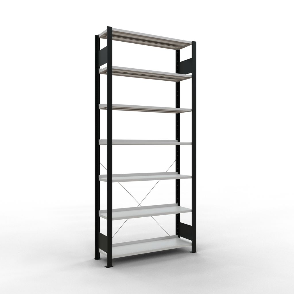 Büroregal Stecksystem Grundregal - 2300x1000x300 mm,Typ 85kg schwarz
