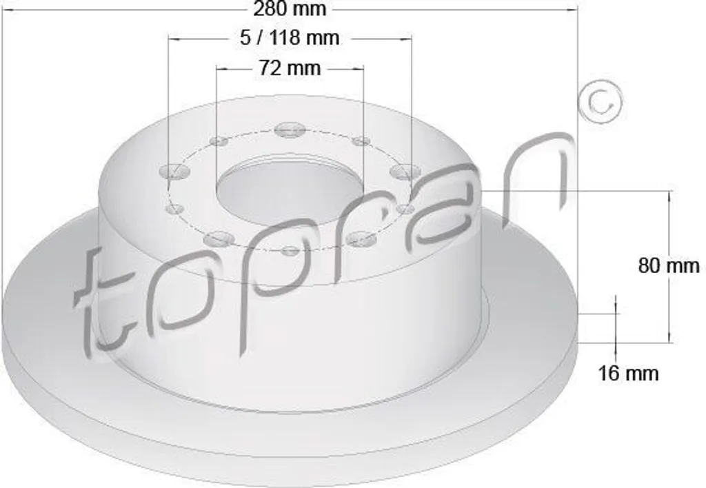 Disque de frein arrière pour utilitaire Boxer et Jumper - Topran 722596