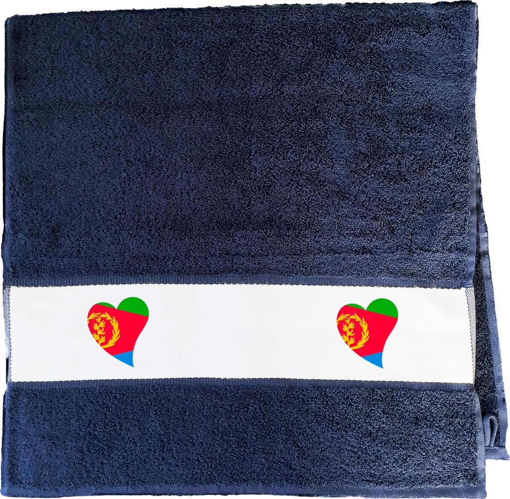 Huuraa Handtuch Eritrea Flagge Herz 50x100cm French Navy Baumwolle Handtuch Geschenkidee