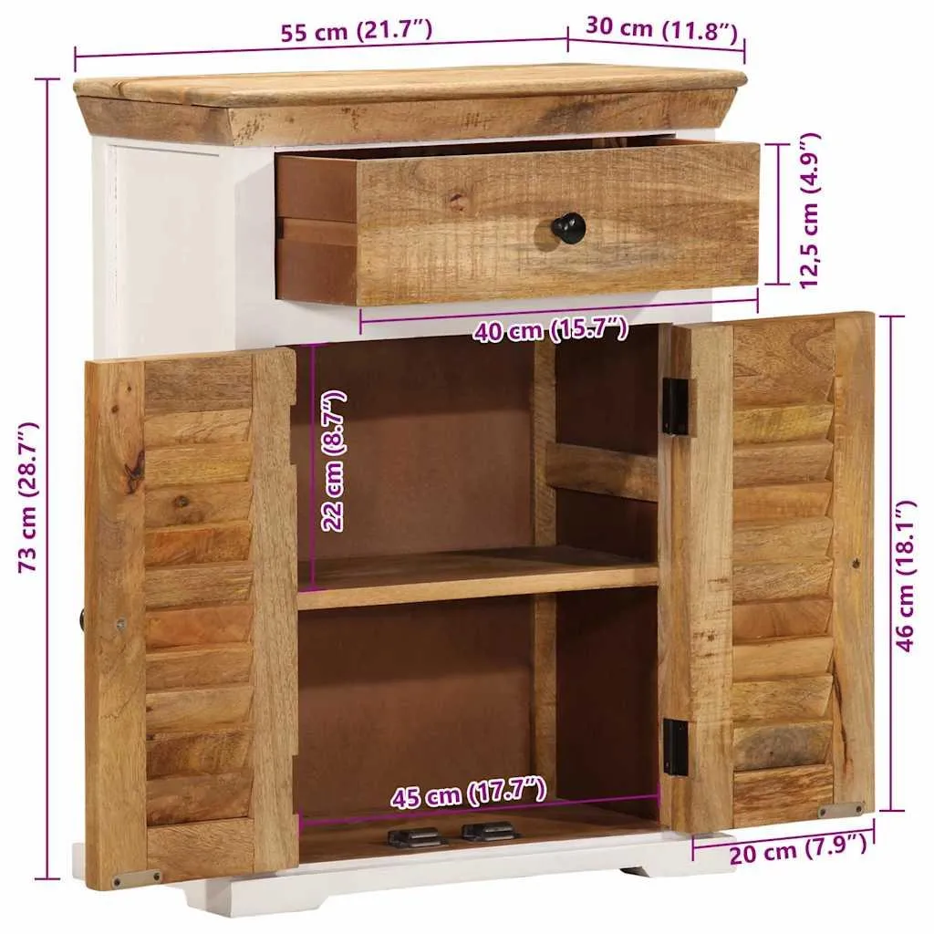 Buffet d'entrée compact bois massif 55 cm idéal pour petits espaces - 7