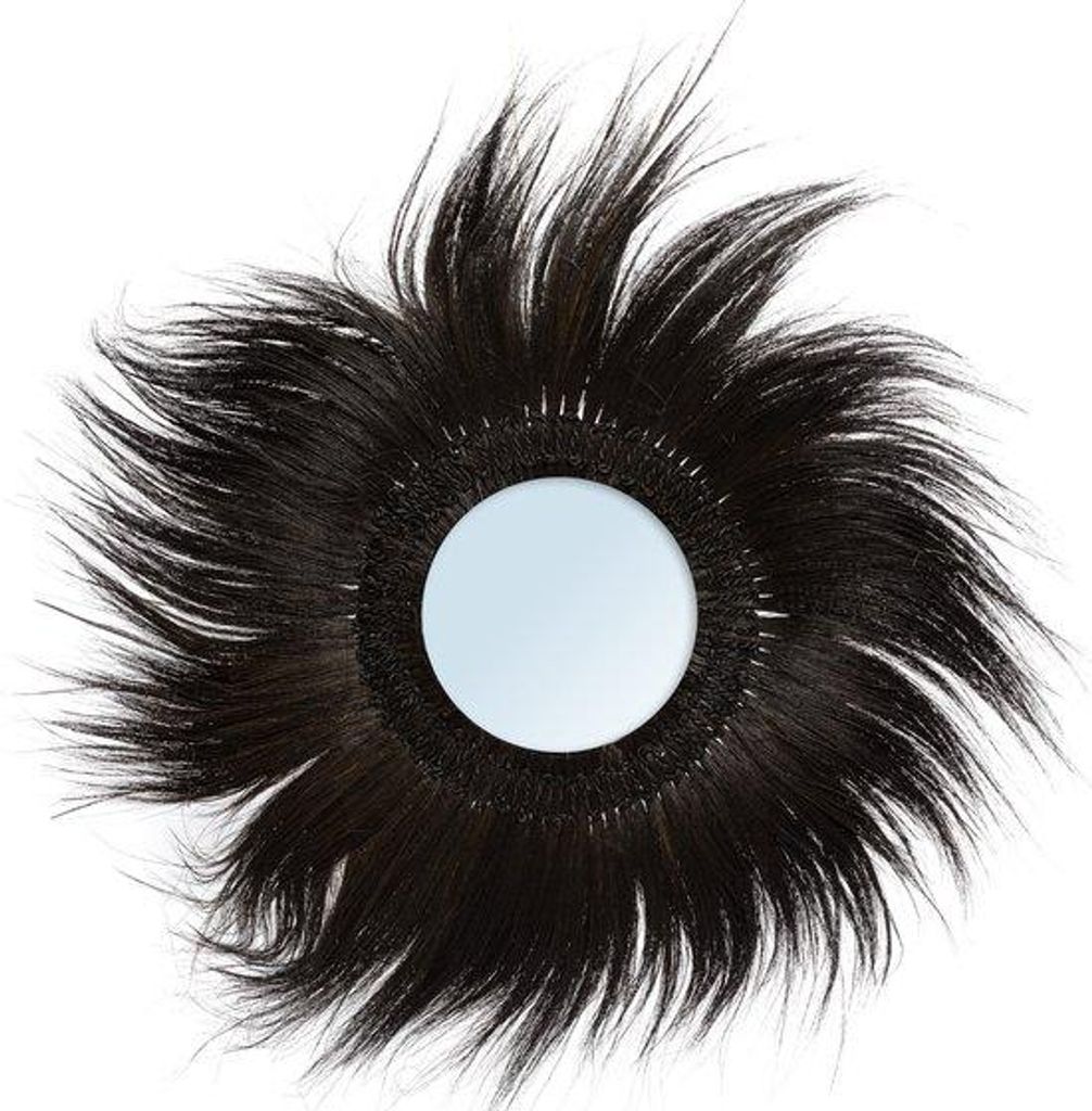 Bazar Bizar Simba Wandspiegel, Schwarz, Ø 100cm, mit Rayunggras Rahmen