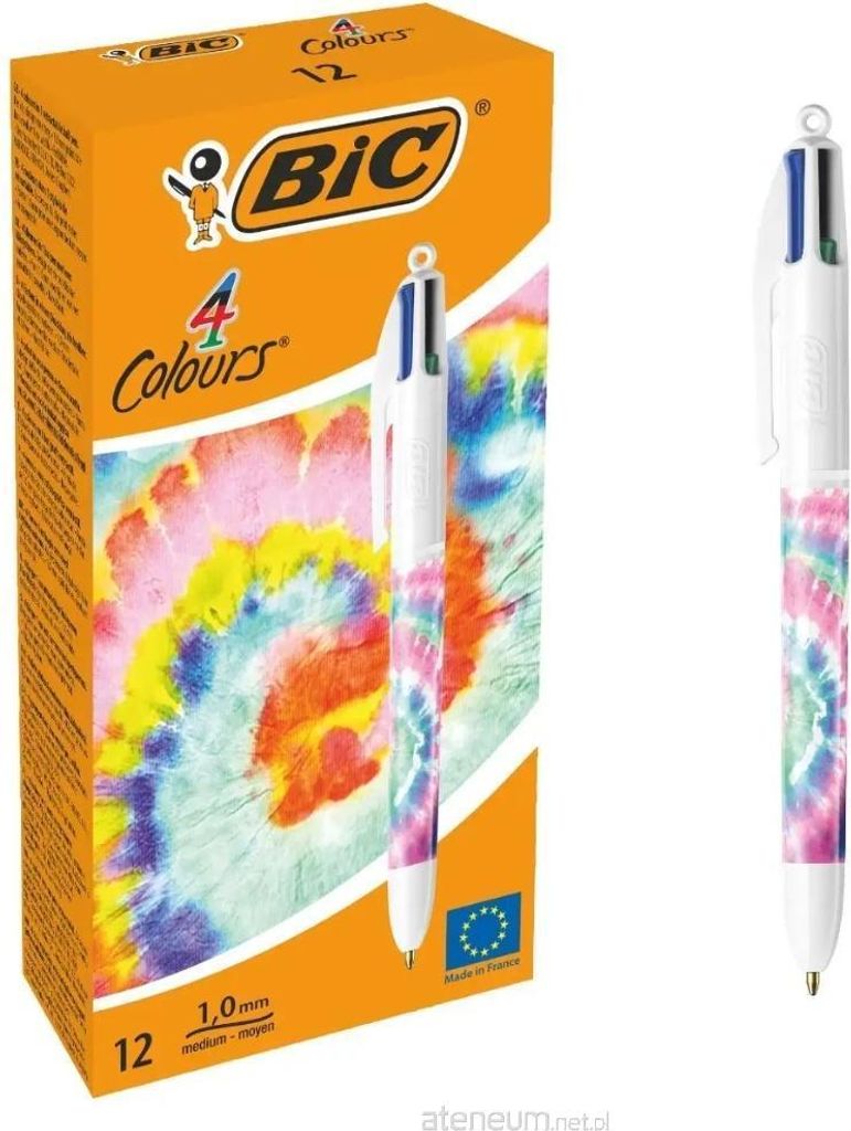 Bic - Colours Decors Botanical Universe 4-Farben-Kugelschreiber, mittel, klassische Tintenfarben, Schachtel mit 12 Stück