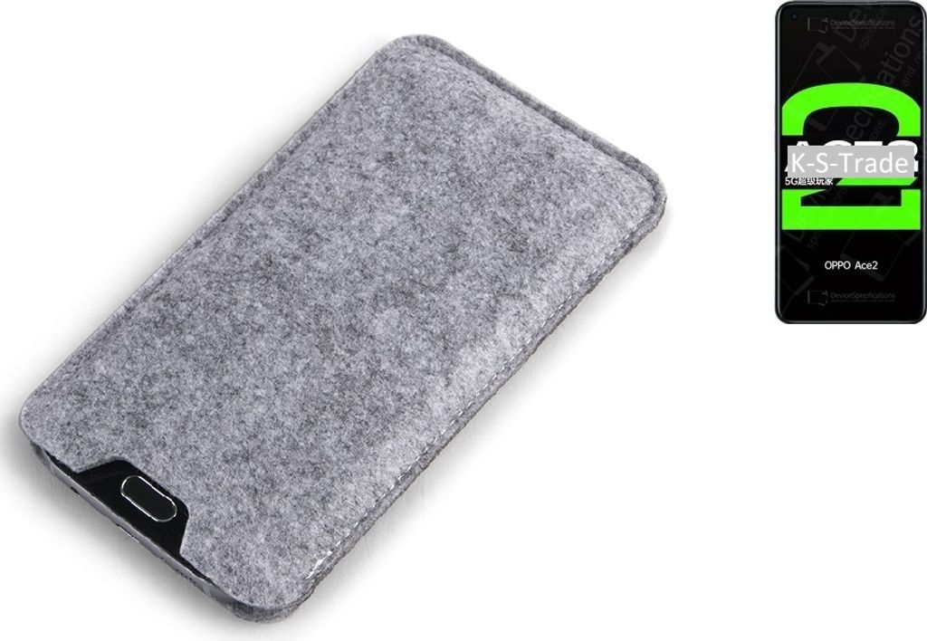 K-S-Trade Filz Handyhülle kompatibel mit Oppo Ace2 Schutzhülle Filztasche Filz Tasche Case Sleeve Handy Hülle Filzhülle grau