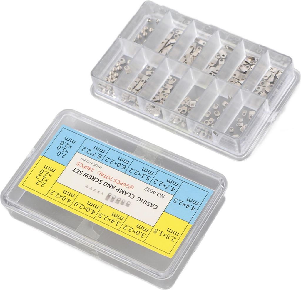 240 Stück Uhrengehäuse-Klemmenadapter, Gehäusewerk-Befestigungsschrauben, Unterlegscheiben für ETA 2824, 2836, 2846