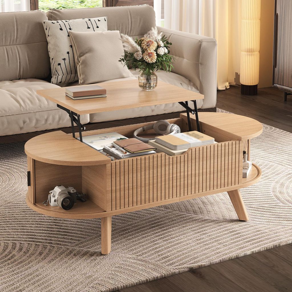 Table basse Merax, réglable en hauteur, avec 2 portes Image du produit 