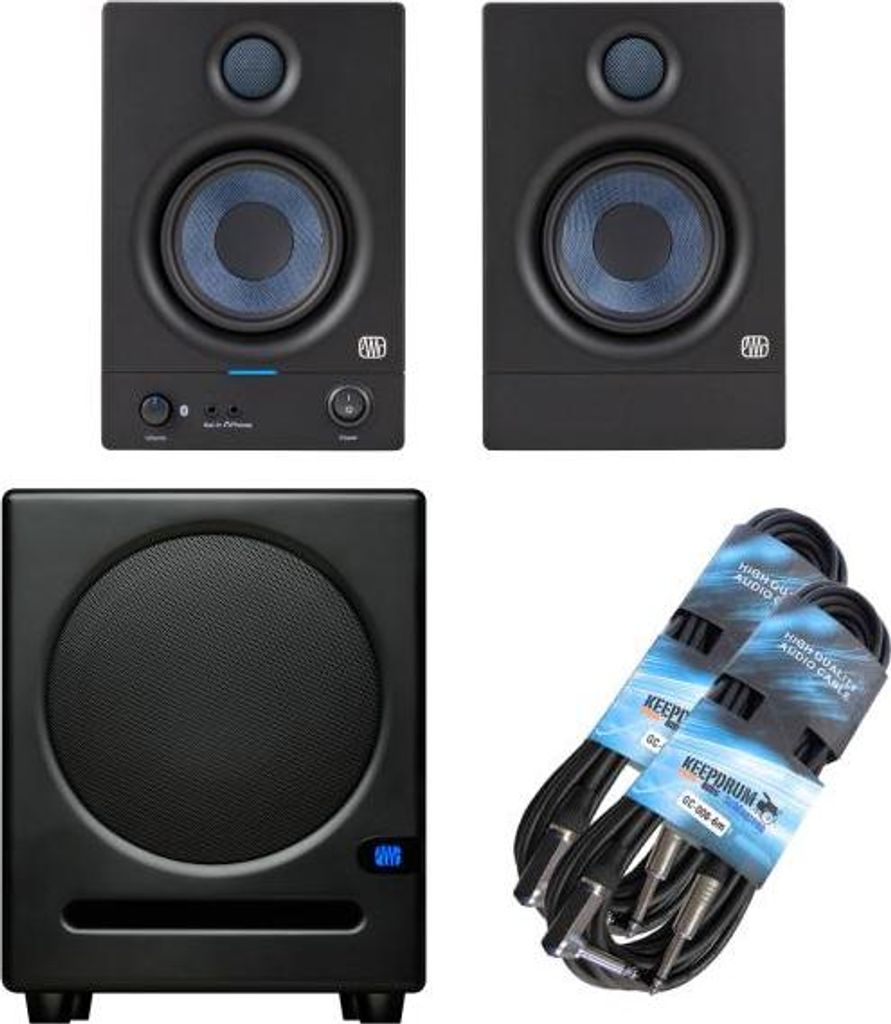 Presonus Eris 4.5BT Bluetooth-Boxen 2nd Gen mit Eris Sub 8 BT und Klinkenkabel
