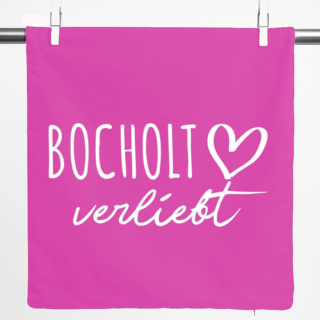 Huuraa Kissenbezug Bocholt verliebt 40x40cm Fuchsia Baumwolle Dekokissenbezug Geschenkidee