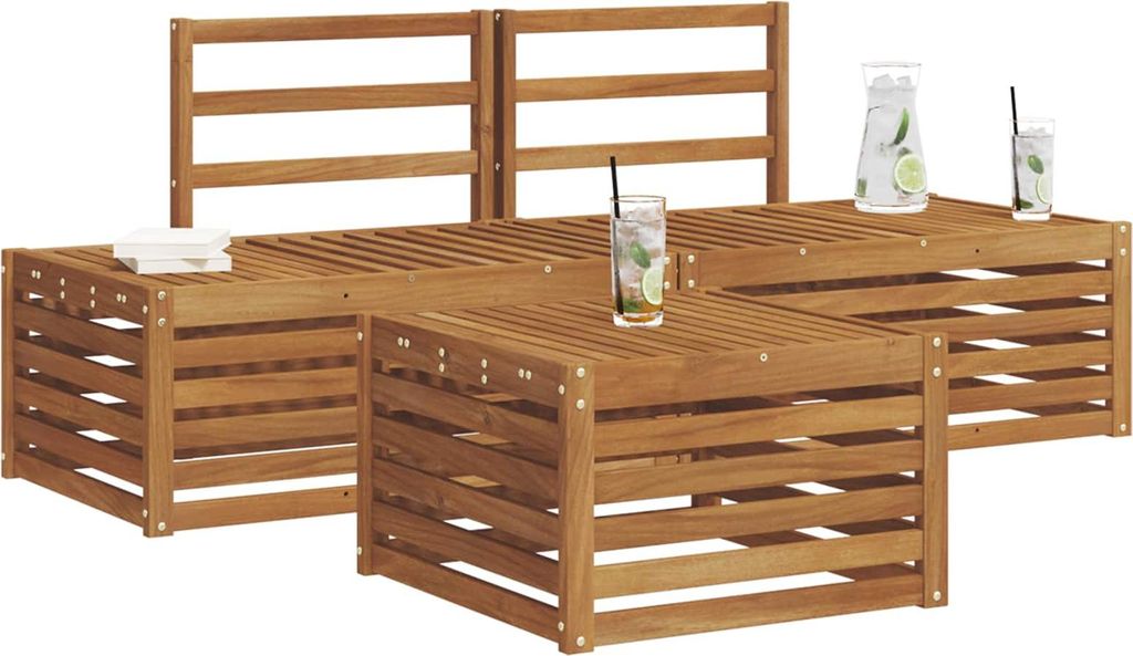 "im Diskont"Outdoor-Sofagarnitur 3 Stück Natur Massivholz Akazie - Gartensofas DEMöbel70285
