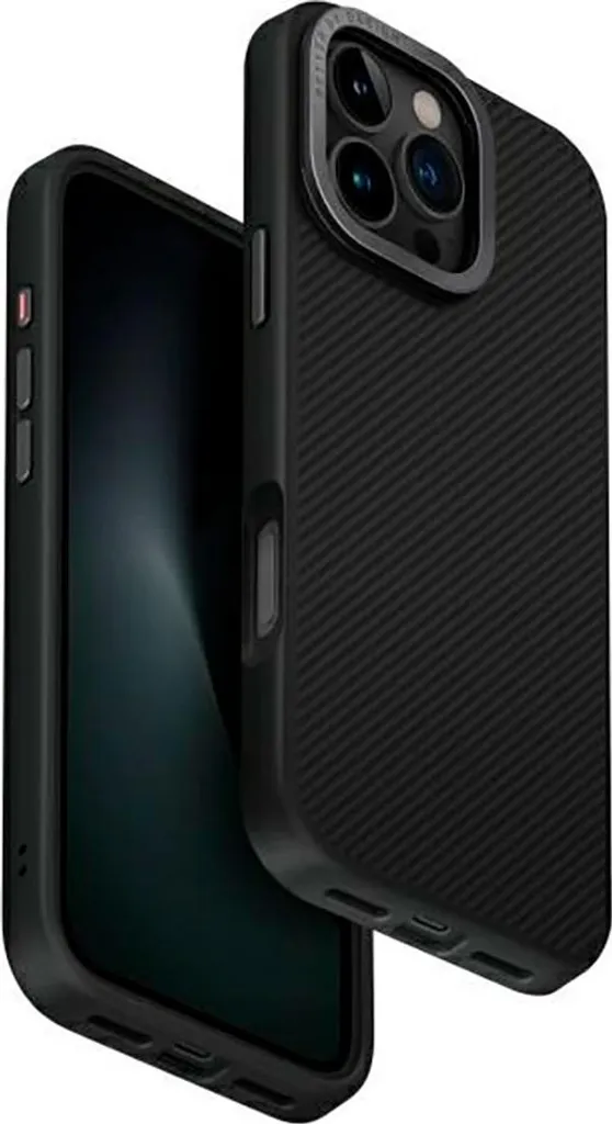 Uniq Keva Max iPhone 16 Pro Max Custodia Carbon Black MagClick Stand
