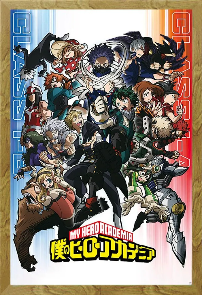 Poster My Hero Academia Class 1A vs 1B cadre Shinsuke Maxi Chêne 61x91
