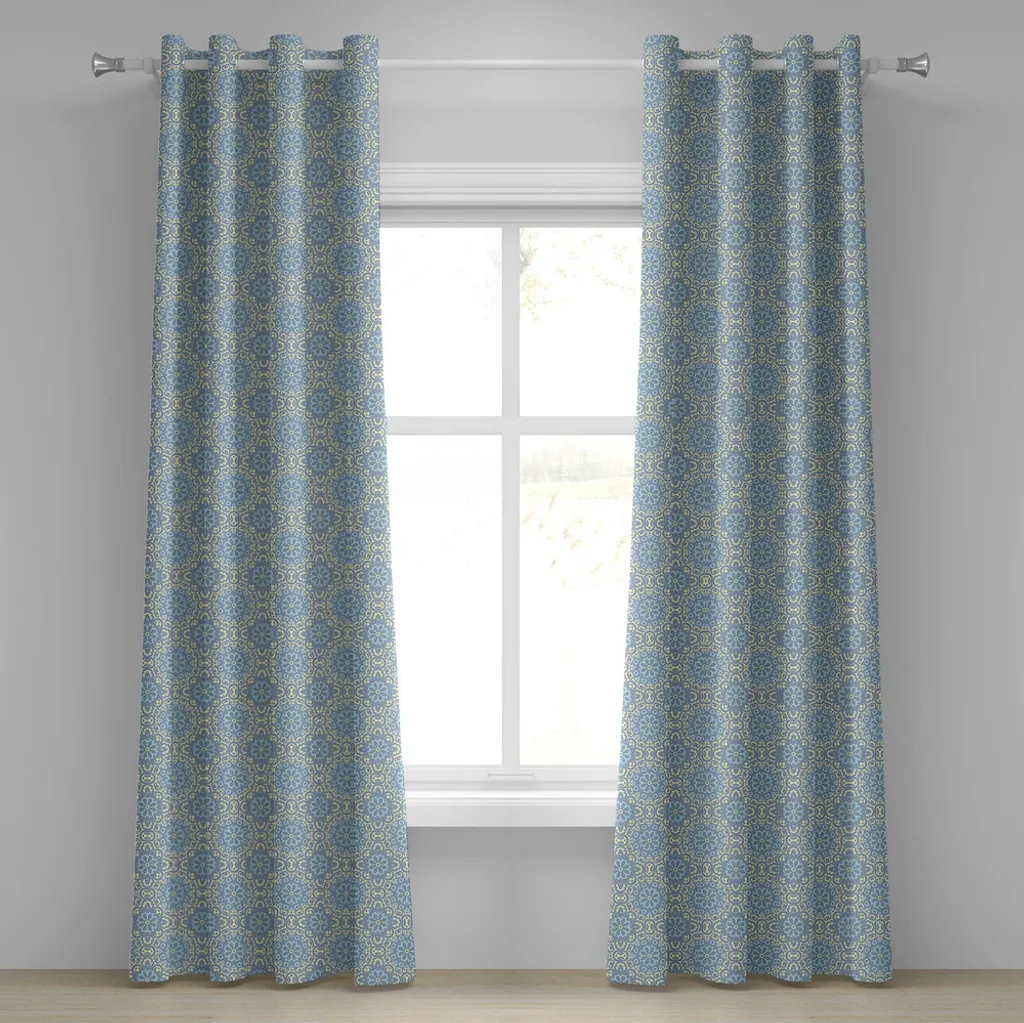 Tenda Orientale con Occhielli ABAKUHAUS 280x175 Giallo e Azzurro