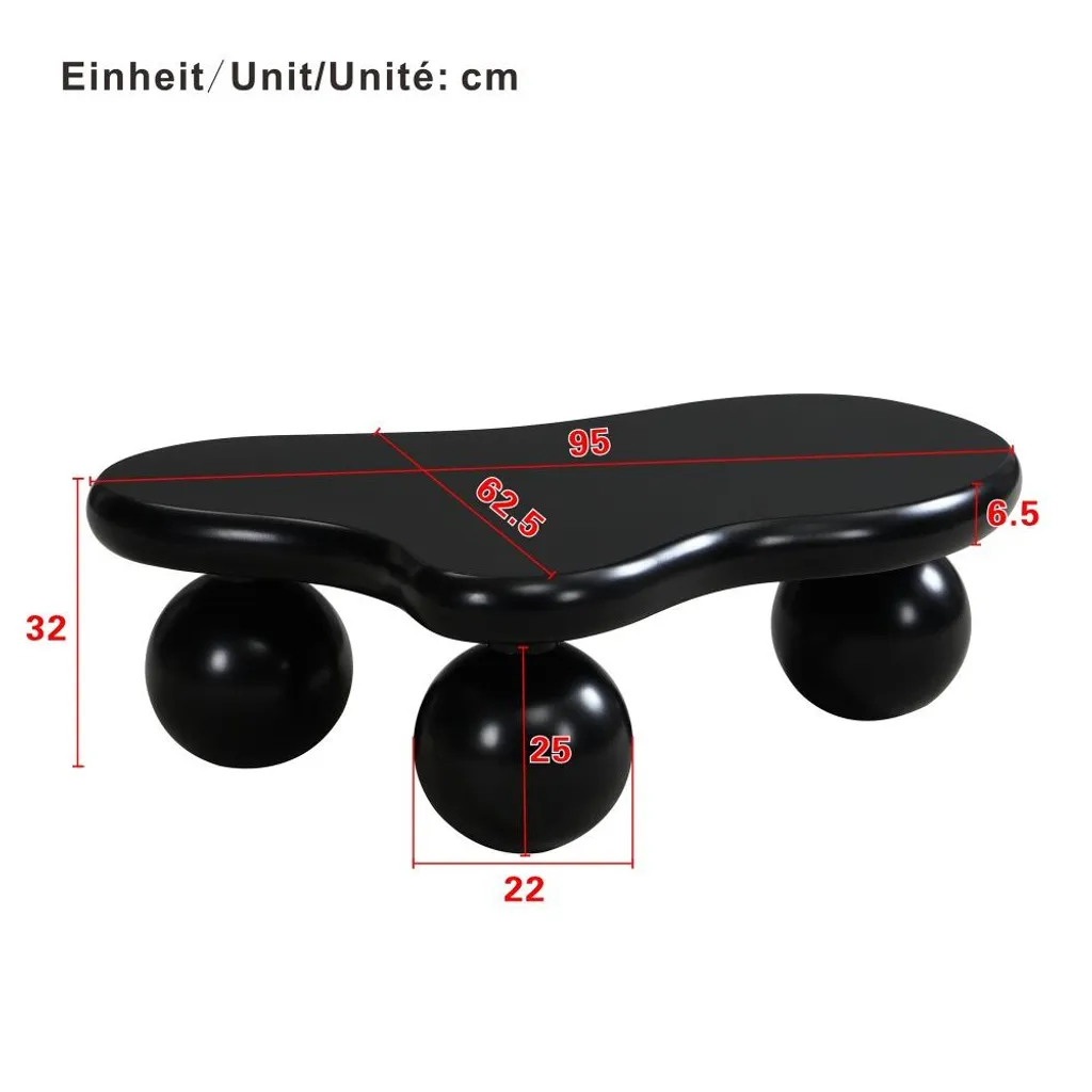 Table basse forme nuage avec éclairage LED multicolore noire - 2