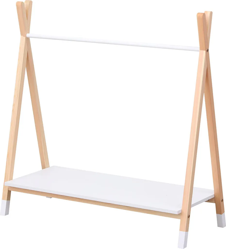 Armoire penderie enfant LOU en bois massif et blanc - Rangement chambre