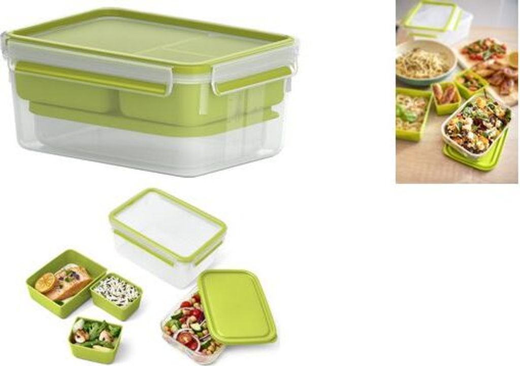 emsa XL Lunchbox CLIP & GO, 2,3 Liter, transparent / grün Produktbild 