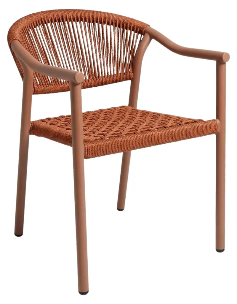 Chaise terrasse confortable corde brique : durable et sans entretien