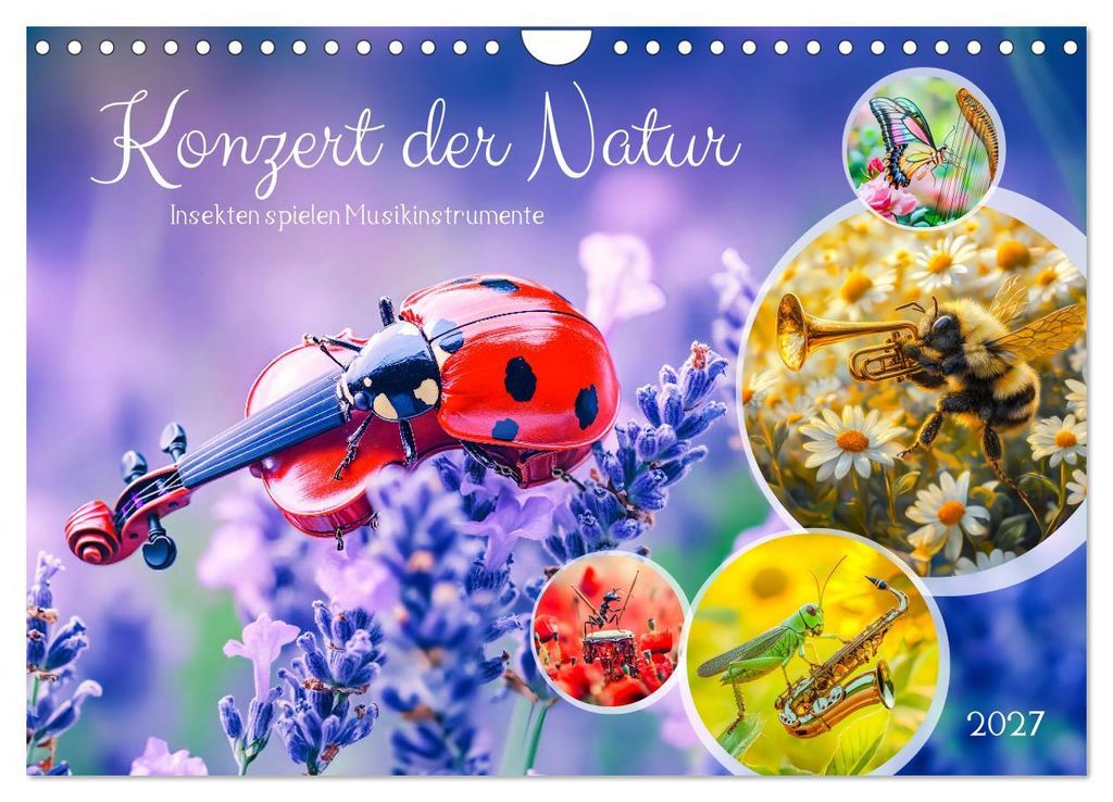 Konzert der Natur - Insekten spielen Musikinstrumente (Wandkalender 2027 DIN A4 quer), CALVENDO Monatskalender