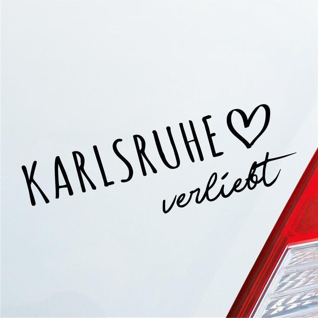 Auto Aufkleber Karlsruhe verliebt Herz Stadt Heimat Liebe Car 19x6 cm Schwarz Glanz Sticker Heckscheibenaufkleber