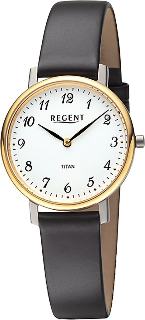 Regent Leder Damen Uhr Armbanduhr Quarz schwarz Lederarmband D2URF1558