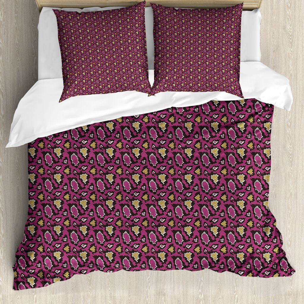 ABAKUHAUS Snakeskin drucken Bettbezug Set für Einzelbetten, Wild Animal Art, Milbensicher Allergiker geeignet mit Kissenbezug, 200 cm x 200 cm - 8...