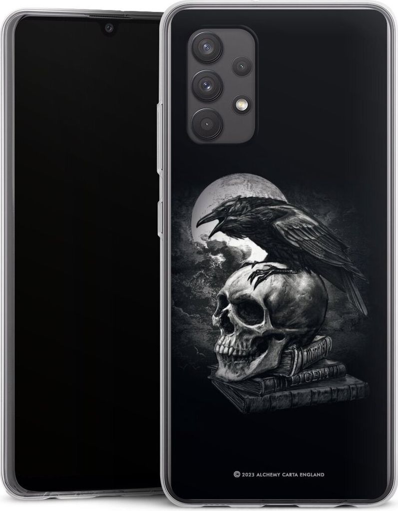 DeinDesign Handyhülle für Samsung Galaxy A32 4G Silikon Hülle Case Smartphone Schutzhülle Rabe Schädel Totenköpfe