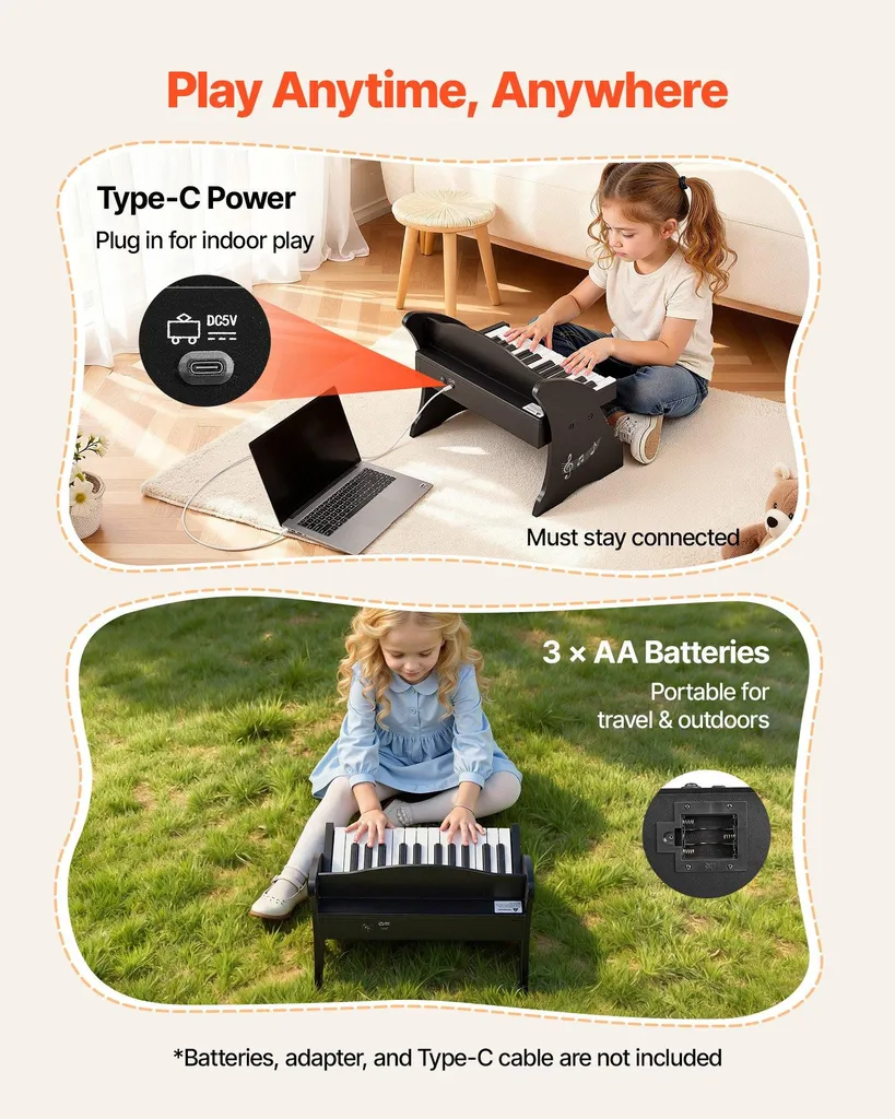Piano numérique enfant 25 touches avec volume réglable et double charge - 5
