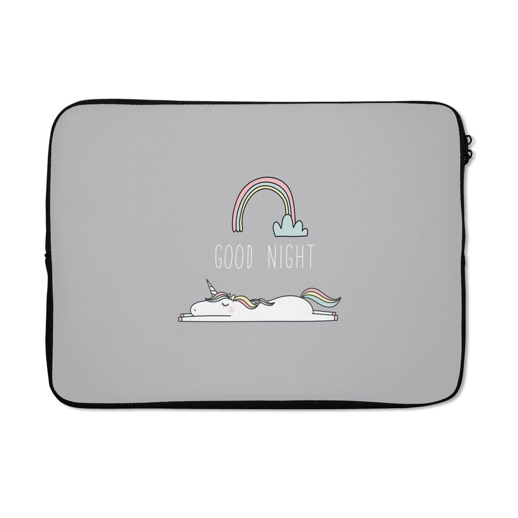 MuchoWow Laptop Hülle 14 ZollEinhorn - Regenbogen - Kinder - Zitate - Gute Nacht - Mädchen Laptoptasche - Laptoptasche - Stoßsicher - Schutzhaube