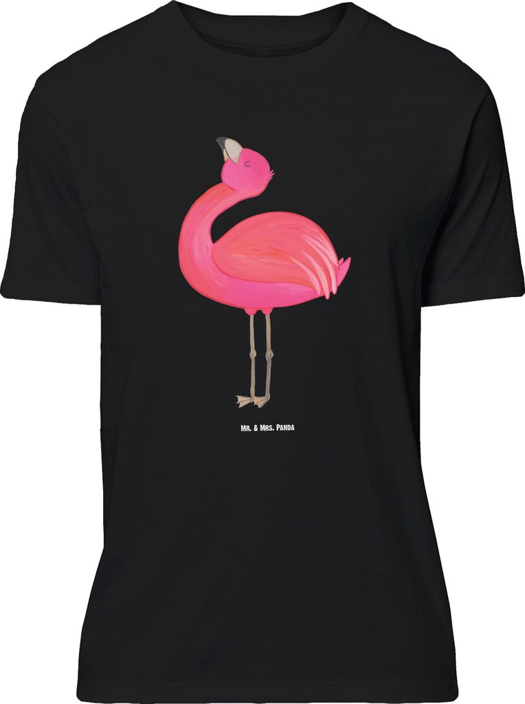 Mr. & Mrs. Panda Größe M T-Shirt Flamingo Stolz - Schwarz - Geschenk, Shirt, Mama, Herren, Zufrieden, Selbstliebe, mit Spruch, Tshirt, Rosa