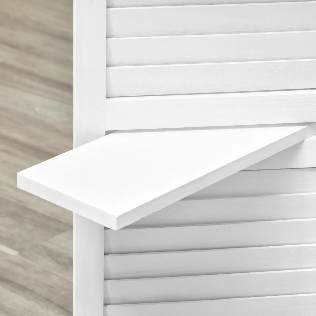 Cloison de séparation 160 cm en bois blanc avec 3 étagères intégrées - 10