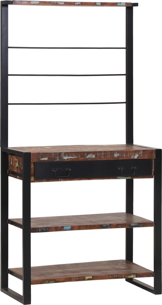 Desgin Küchenregal Bunt 80x40x160 cm Aus solidem recyceltem Holz - Sonstige Küchenaufbewahrung 4015990
