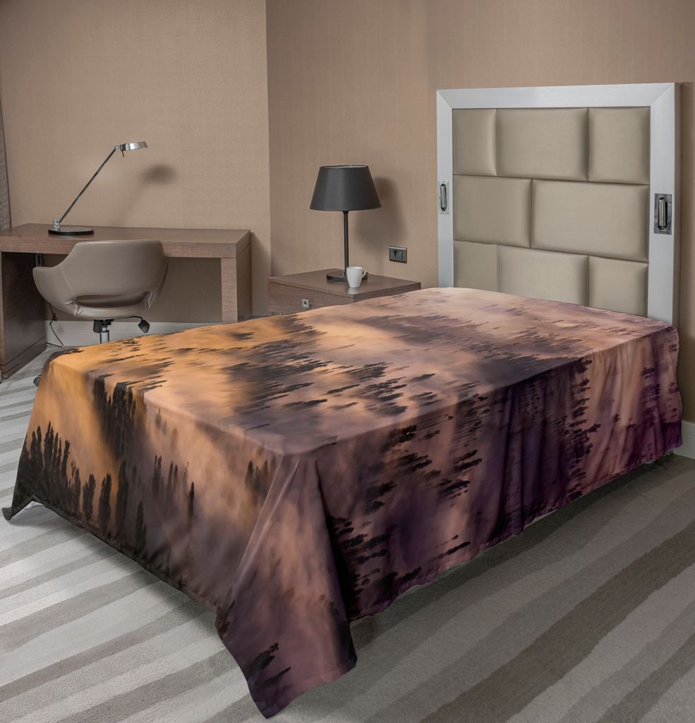 ABAKUHAUS Mystiker Bettlaken, Sonnenaufgang Über Einem Mystischen Wald Sommer Morgen Zeit Wild Lebendem Bild, weiches bequemes oberes Bettlaken f...