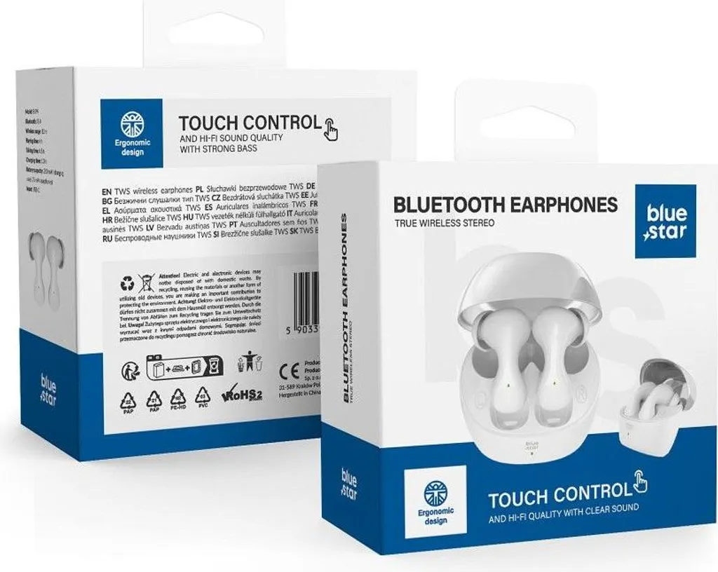 Blue Star Cuffie Wireless IPX4 Bianche: Auricolari Bluetooth con Caricatore
