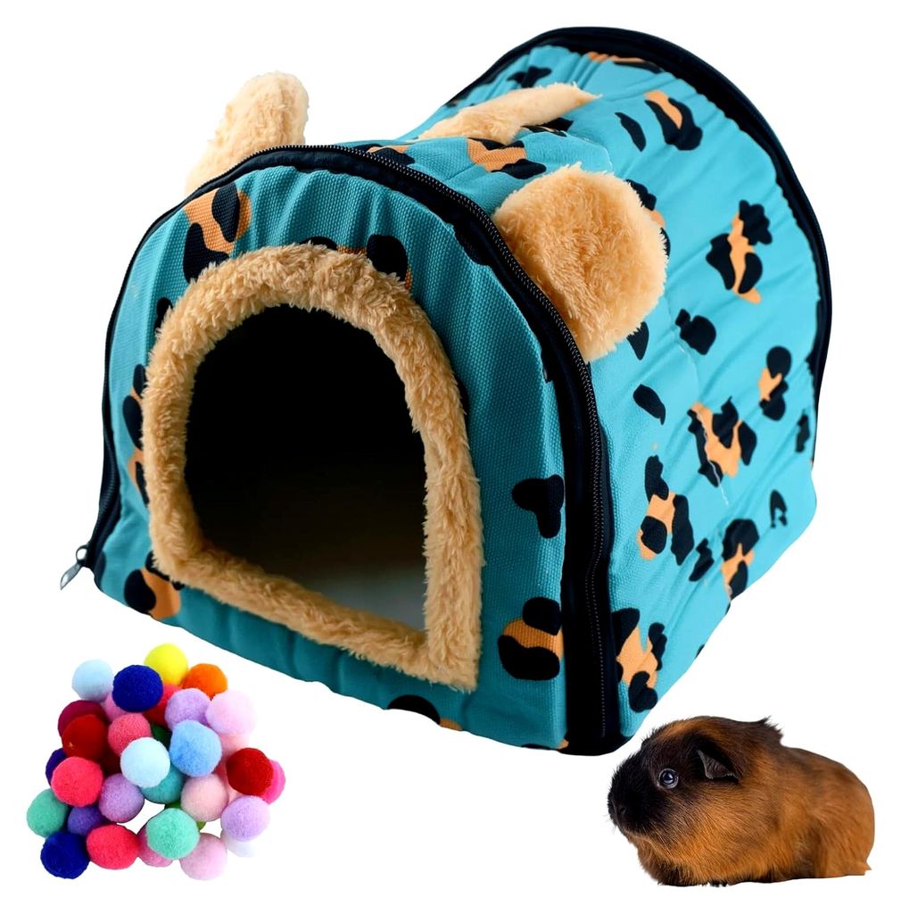 Bett für Meerschweinchen, Leopard, herausnehmbares Kissen, Winterhöhle, für Frettchen, Igel, Chinchilla