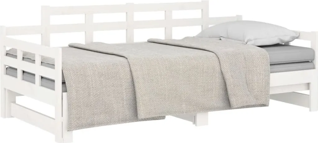 Lit de Jour en Pin Massif Blanc Modulable 180x200 cm Structure Robuste - 4