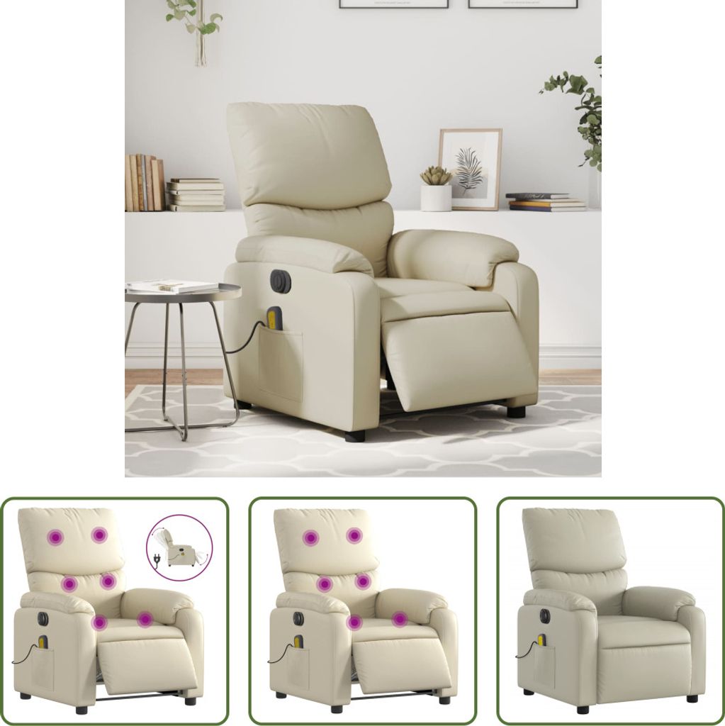 The Living Store Massagesessel Elektrisch Creme Kunstleder