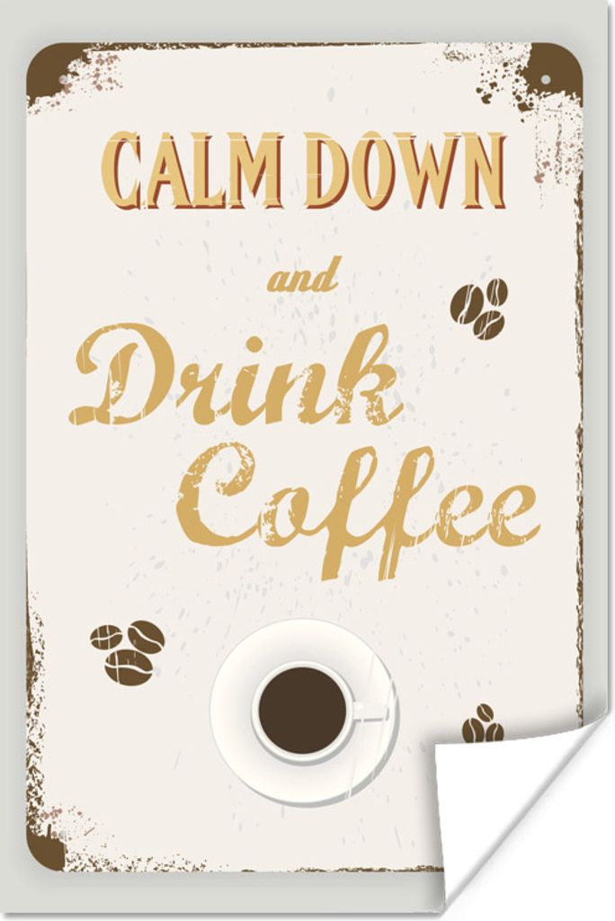 MuchoWow Poster Eine Illustration eines Barschilds "Kaffee". 80x120 cm - Papierdruck