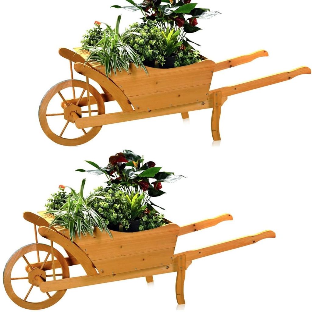 2xGarten Brouette à plantes Brouette en bois Brouette à Image du produit 