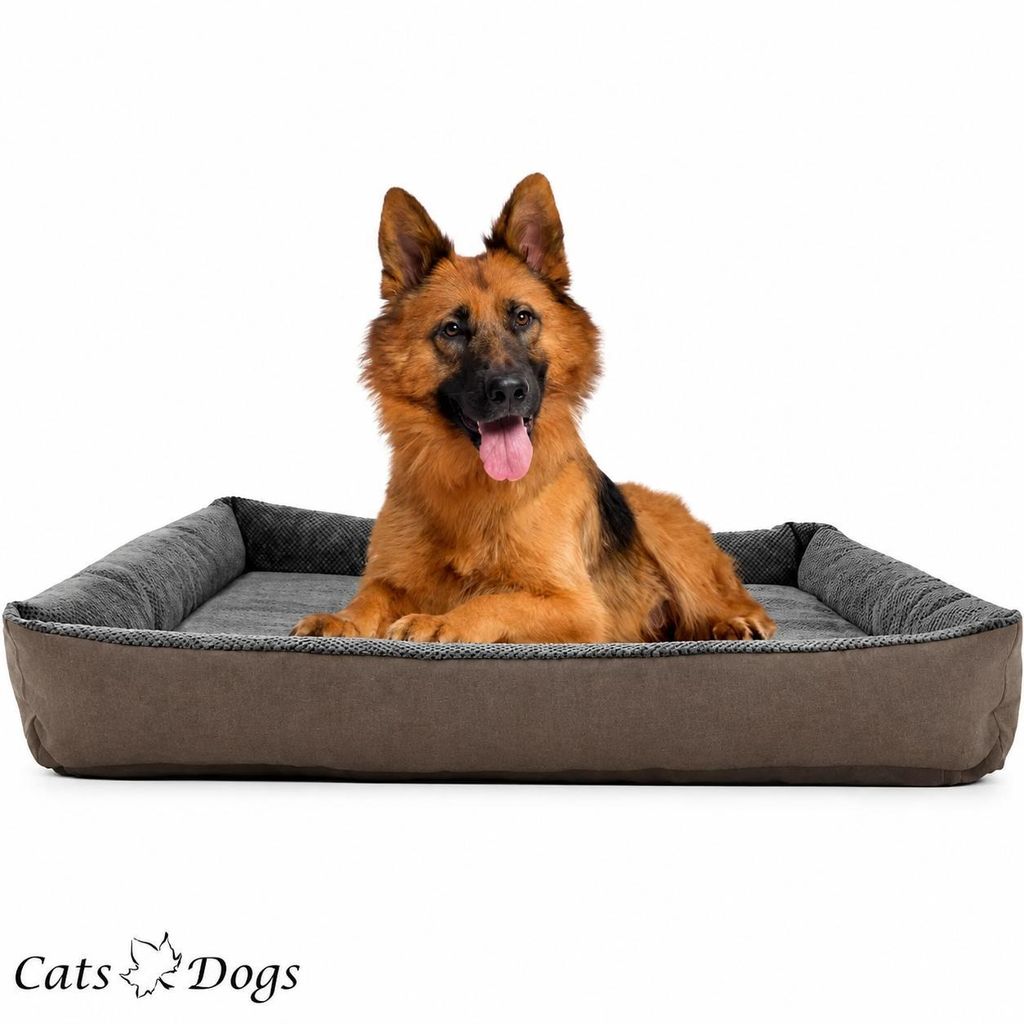Hundesofa Hundebett XL waschbar mit Reißverschluss 120 x 100 x 17 cm Platan Sofa Grau Beige für Hunde bis 30 kg