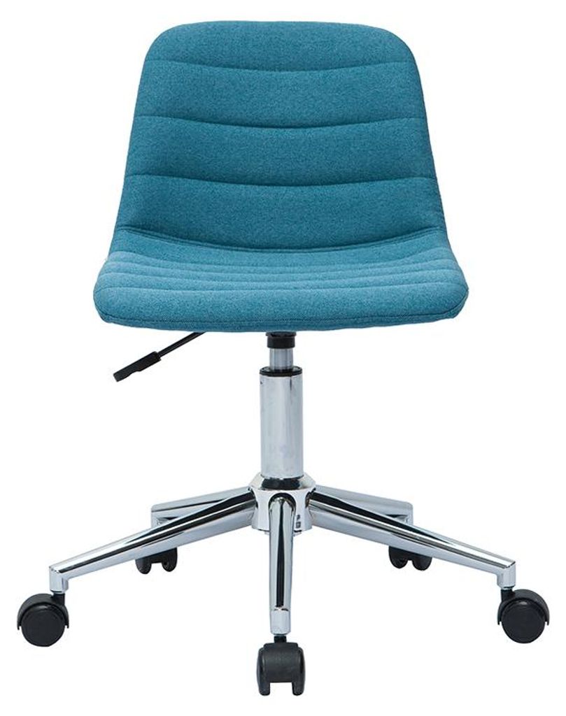 Miliboo - Design-Bürostuhl entenblauer Stoff und verchromter Stahl SAURY