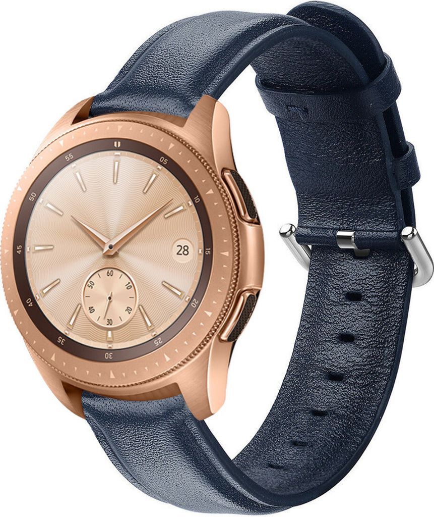 Strap-it Samsung Galaxy Watch 42mm Lederarmband (Dunkelblau) - Große: S/M