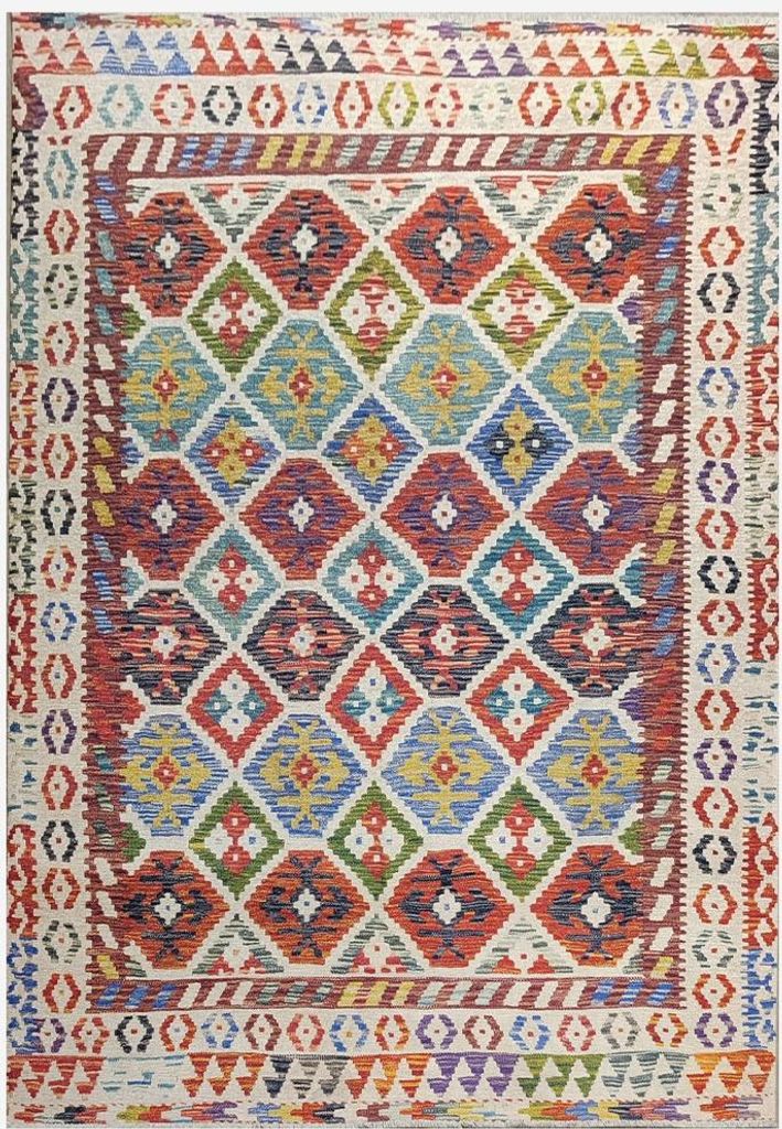 Bunter rutschfester rechteckiger Baumwoll-Mix-Teppich Antalya KILI10