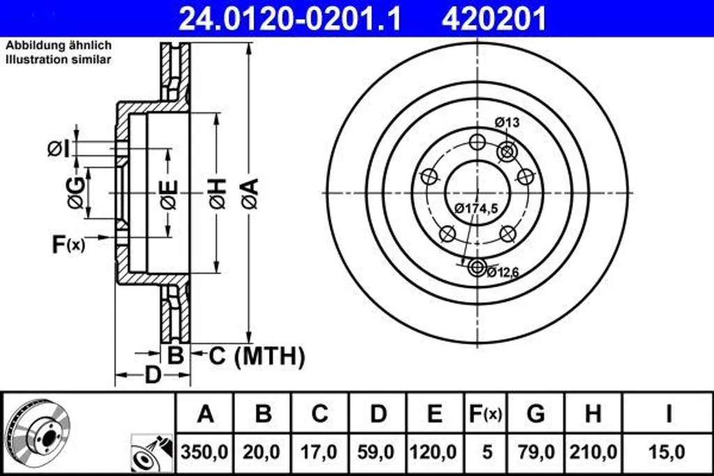 Disque de frein ventilé pour Range Rover et Discovery 3 4 ATE