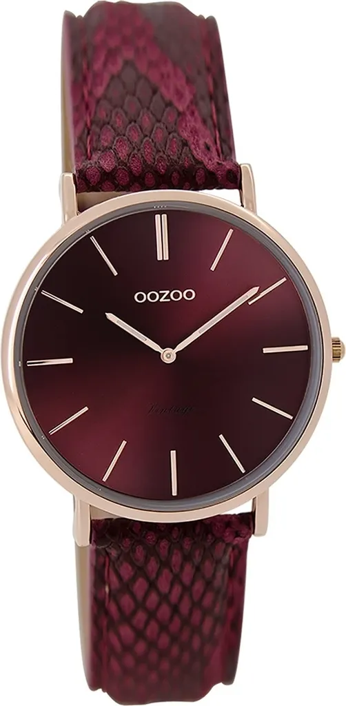 Oozoo Vintage Series D2UOC9306A Montre Femme Quartz Bracelet Cuir Rouge