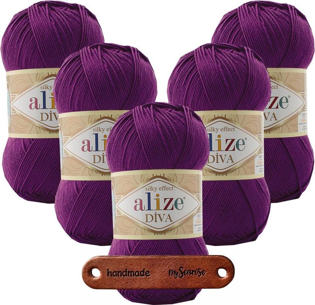 5 x ALIZE Diva 297 Plum mit Label Produktbild 