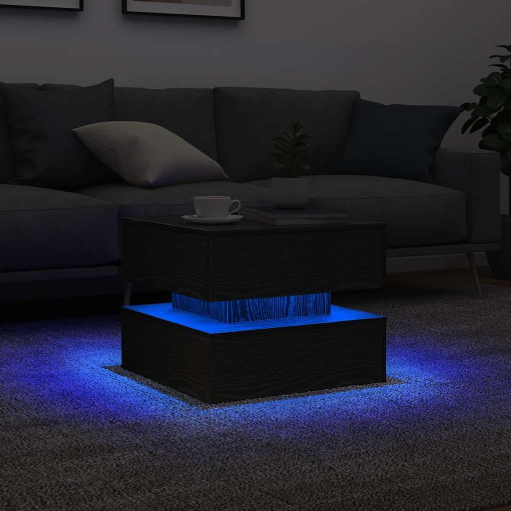 Maison Exclusive - Couchtisch mit LED-Leuchten Schwarz Eichen-Optik 50x50x40 cm