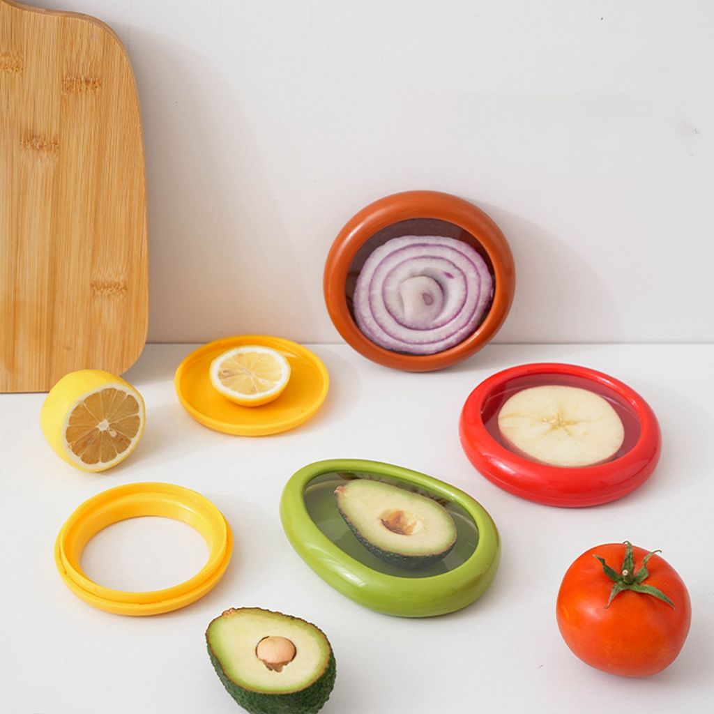 5-teiliges Set Obst- & Gemüse-Aufbewahrungsbehälter - Für Zwiebeln, Tomaten, Zitrone, Knoblauch & Paprika, PP+PS Material