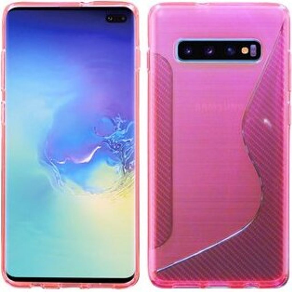 S-Line Hülle Bumper kompatibel mit Samsung Galaxy S10 G973F Silikonhülle Stoßfest Handyhülle TPU Case Cover Pink