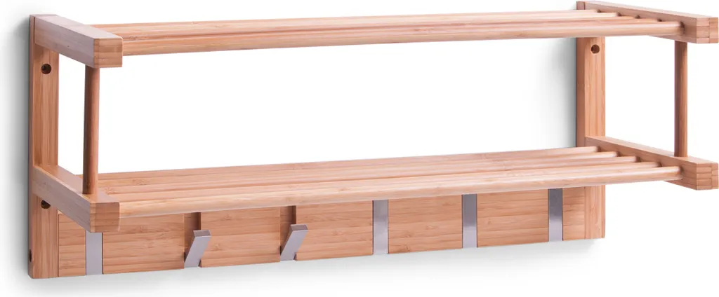 Petit vestiaire de bureau en bois de bambou et métal argenté Zeller